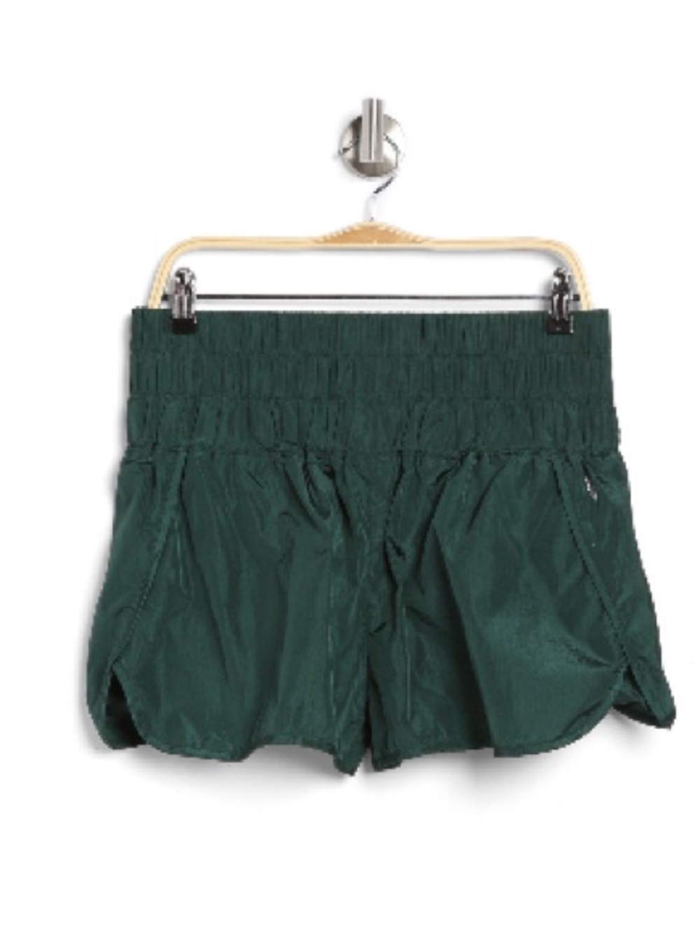 FP Movement by Free People Deep Green Smocked Waist Athletic Shorts